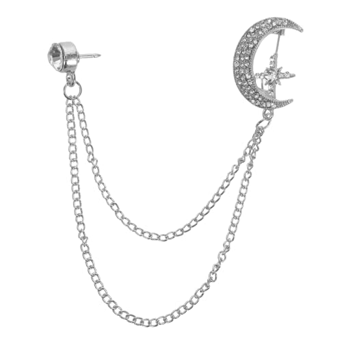 DEARMAMY Vintage Brosche Mond Reversnadel Planet Anstecknadel Pullover -Clip Stillscheide Schmuck Ansteckblume Frauen Broschen Lange Kettenbrosche Langketten -Reversnadel Legierung Silber von DEARMAMY