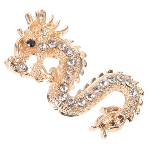 DEARMAMY Vintage Drachenbrosche Goldfarben Chinesischer Stil Anstecknadel Modisches Schmuckaccessoire Für Damen und Herren Leicht und Komfortabel Für Jacken Mäntel Schals und Taschen von DEARMAMY