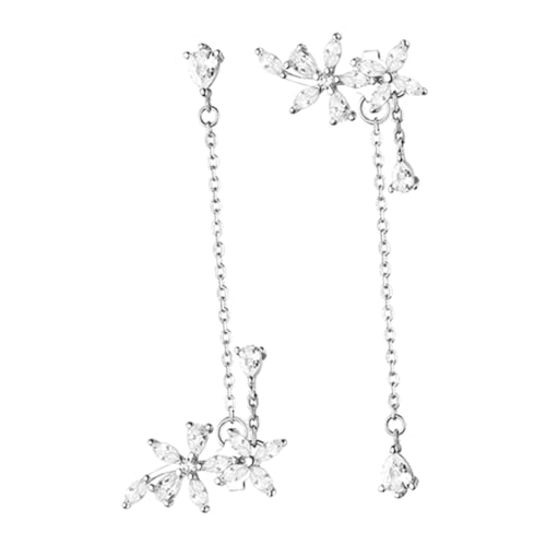 DEARMAMY Vintage Elegante Ohrhänger mit Funkelnden Strass quasten Lange Silberne Ohrstecker für Damen Hypoallergen Glamouröser Tropfen anhänger für Festliche Anlässe und Partys von DEARMAMY