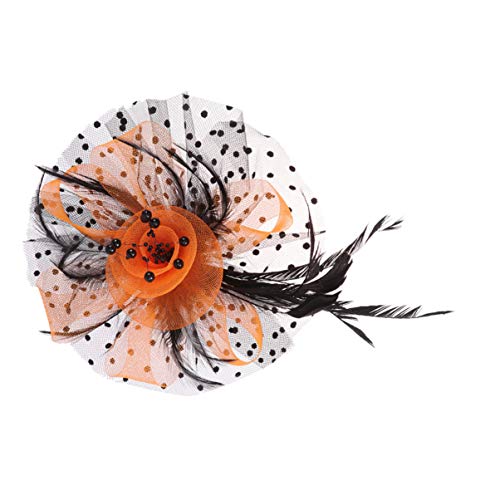 DEARMAMY Damen Kopfschmuck Haarreif Haarschmuck Braut Kopfschmuck Stilvolles Stirnband Netz Stirnband Schwarz Und Orange Für Geburtstagsfeiern Hochzeiten Cosplay-partys Bühnenauftritte von DEARMAMY