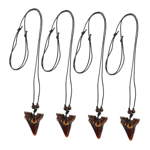 DEARMAMY Vintage Haifischzahn Halskette mit Holzperlen und Verstellbarem Lederband Stilvolles Cooles Schmuckstück für Männer und Frauen für Surf und Besondere Anlässe von DEARMAMY