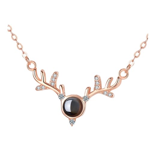 DEARMAMY Vintage Halskette mit Verstellbarem Geweih-anhänger Filigranes Schmuckstück in Roségold Flexible Halsdekoration für Damen Modisches Accessoire für Partys und Festliche Anlässe von DEARMAMY