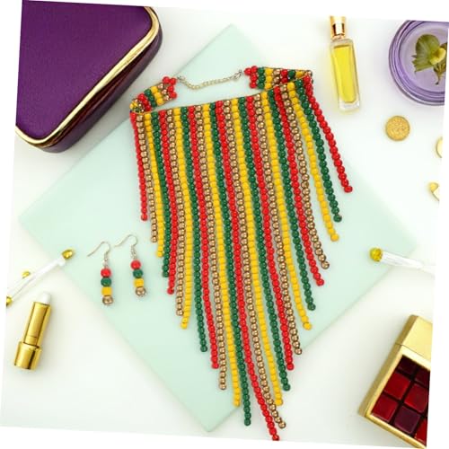 DEARMAMY Holzperlenkette Für Damen Lang Handgefertigt Boho Stil Aus Naturperlen Afrikanische Halskette Mehrschichtig Für Frauen Perlenkette Mit Ethno-style von DEARMAMY