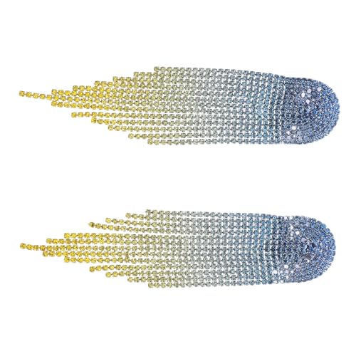 DEARMAMY Vintage Lange Quasten Ohrringe Damen Glitzer Strass Braut Party Ohrhänger mit Farbverlauf Modisch Beständig für Hochzeit und Festliche Anlässe von DEARMAMY