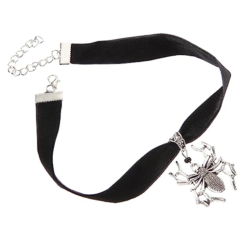 DEARMAMY Vintage Spinnen Choker Halskette Flock Halloween Schmuck Hexen Accessoire Stilvolle Metallspinne Anhänger Elegant für Party Alltag von DEARMAMY