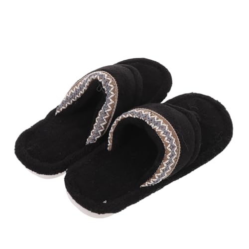 DEARMAMY Warme Flip -flops Sommer Hausschuhe Sommerhausschuhe Für Damen Stiefelpantoffeln Für Damen Badeschuhe Bootsschuhe Frauen-slide-sandalen Sommer-slipper Schwarz Baumwolle von DEARMAMY