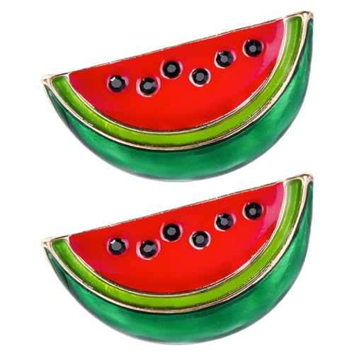 DEARMAMY Wassermelonen-Emaille-Anstecknadel: 2 Süße Emaille-Anstecknadeln – Fruchtförmige Cartoon-Brosche Für Sommergeschenke Geburtstag Reverskragen Accessoires Taschen von DEARMAMY