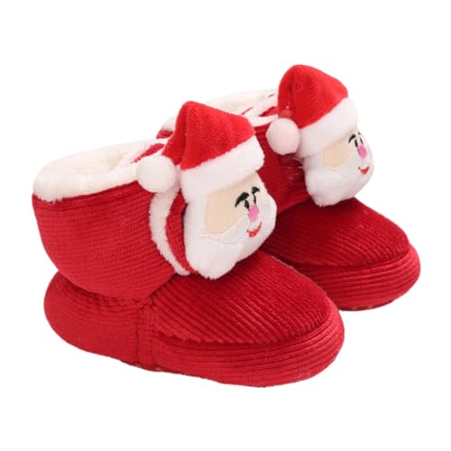 DEARMAMY Weiche Rutschfeste Weihnachts Babyschuhe aus Dickem Baumwollstoff Warme Lauflernschuhe für Junge Mädchen mit Elastischem Verschluss Geeignet für Neugeborene und Kleinkinder von DEARMAMY