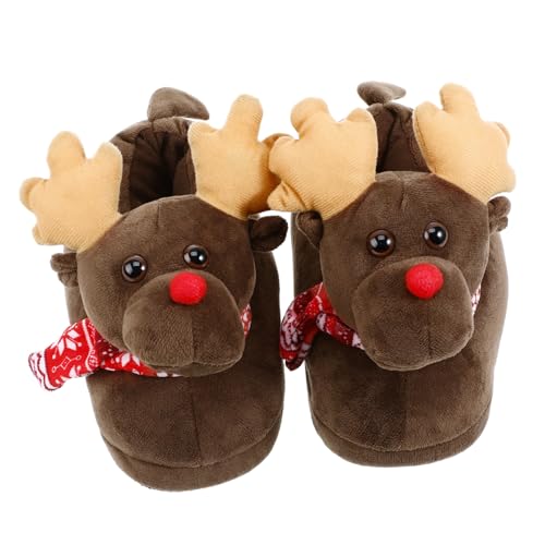 DEARMAMY Weiche Warme Weihnachts Hausschuhe mit Rutschfester Sohle Plüsch Design mit Pantoffeln für Damen und Herren Gemütliche Indoor Schuhe von DEARMAMY