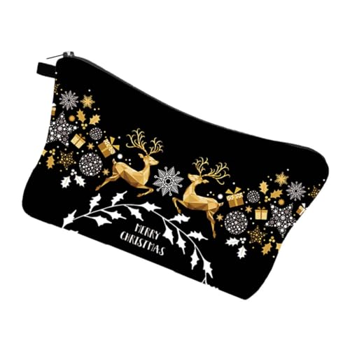 DEARMAMY Weihnachtliche Kosmetiktasche mit Rentier Kompakt und Tragbar Vielseitige Make Up Clutch für Damen Praktische Schminktasche für Reisen und Alltag als zur Weihnachtszeit von DEARMAMY