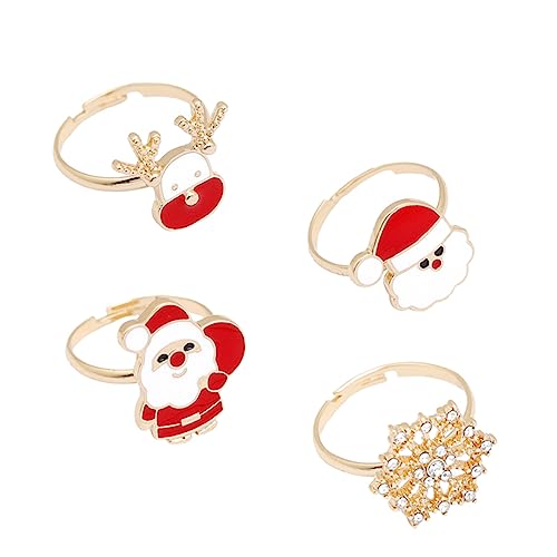 DEARMAMY Weihnachtlicher Elch Fingerring Verstellbare Offene Metallringe mit Niedlichem Cartoon Design Festlicher Schmuck für Damen für Weihnachtsfeiern und Geschenkideen von DEARMAMY