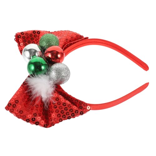 DEARMAMY Weihnachtlicher Haarreif mit Roter Stoffschleife Weicher Haarschmuck für Party Geburtstagsfeier Bühne Bequemes Vielseitiges Weihnachtskopfband für Festliche Anlässe von DEARMAMY