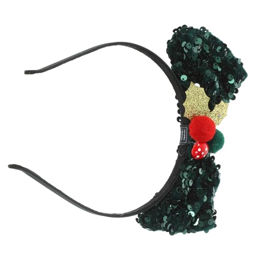 DEARMAMY Weihnachtliches Stirnband mit Grünem Samt Bow Leichtes Party Haarband für Mädchen Festlicher Kopfschmuck für Weihnachten Karneval und Cosplay Anlässe von DEARMAMY