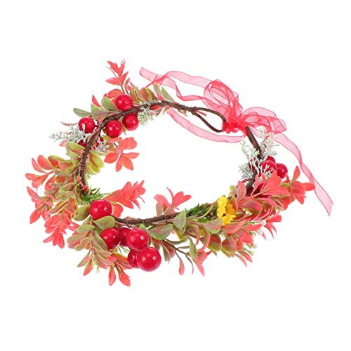 DEARMAMY Weihnachtskranz Haarreif Eleganter Kopfschmuck mit Künstlichen Blumen Beeren und für Weihnachten Geburtstagsfeiern und Fotodekoration von DEARMAMY