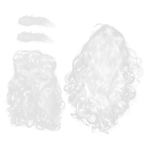 DEARMAMY Weihnachtsmann-Perücken-Set Weihnachtsmann Augenbrauen Anzüge Santa Augenbrauen und Schnurrbart Weiße Weihnachtsmannperücke realistisch weißer weiße Perücke und von DEARMAMY