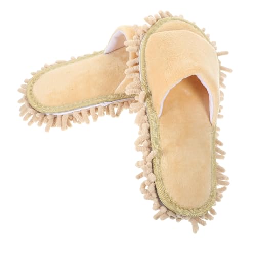 DEARMAMY Winterliche Chenille Boden Hausschuhe Damen und Herren Rutschfeste Mop Slippers mit Zehenöffnung Wiederverwendbare Waschbare Reinigungsschlappen für Einfache Bodenpflege zu Hause von DEARMAMY