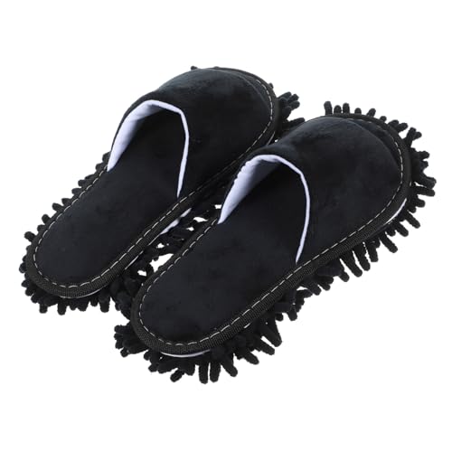 DEARMAMY Wischmop Hausschuhe Damen Winter Mikrofaser Mopp Slipper Rutschfest mit Zehenöffnung Waschbare Bequeme Bodenreinigung Pantoffeln für Frauen von DEARMAMY