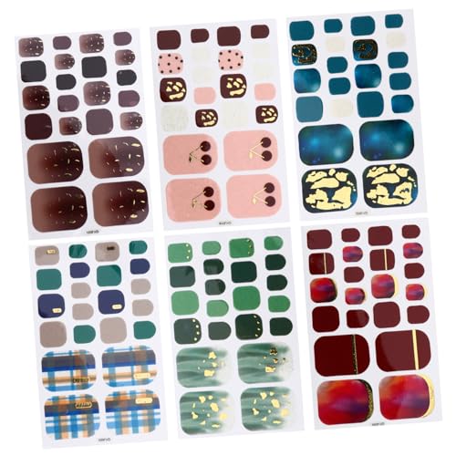 DEARMAMY Zehennagel Aufkleber 6 Satz Selbstklebende Nagelkunst für Exquisites Design Einfach zu Verwenden Wasserfest für Zehennägel von DEARMAMY