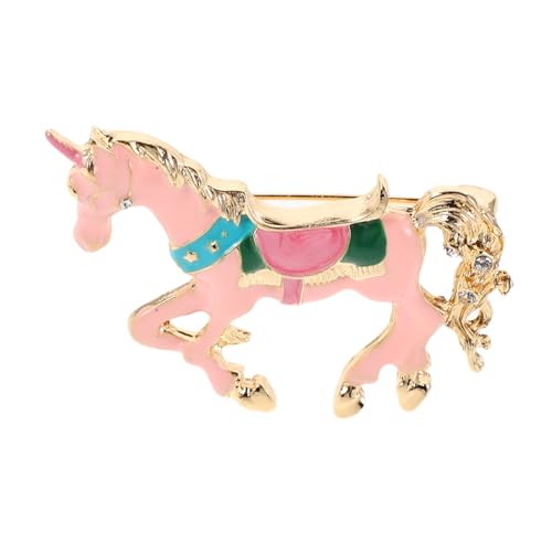 DEARMAMY Zodiac Horse Brosche Dekorationsbeutelzubehör Brosche Chinesischer Neujahr Schmuck Metallpferd -lappelnadel Kristallpferdnadelzubehör Cardigan-emaille-stifte Zinklegierung Rosa von DEARMAMY