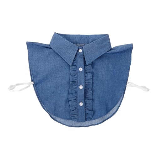 DEARMAMY falscher Kragen Jeansbluse Denim blaue Hemden für abnehmbarer Kragen Blusen costume accessory falsches gefälschter Kragen Baumwolle Blue von DEARMAMY