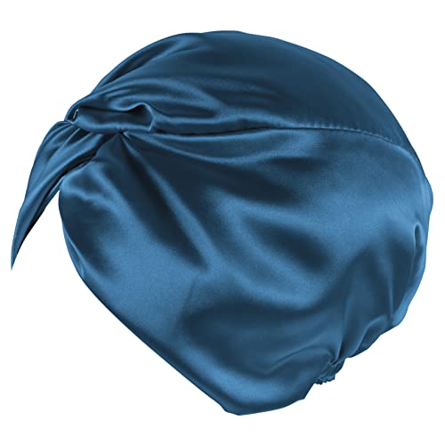DEARMAMY tragbarer Badehut wiederverwendbar für Seidenhaube Motorhaube Kappe dekorative Badehaube Mütze aus Kunstseide Duschhut Duschhüte Frauen Haarhaube Die Seide Blue von DEARMAMY