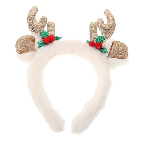 DEARMAMY Niedliches Plüsch-stirnband Mit Hirschgeweih Weihnachts-haar-accessoires Für Frauen Und Mädchen Feiertags-weihnachts-kopfbedeckung Festliches Rentier-stirnband Party-haarband von DEARMAMY