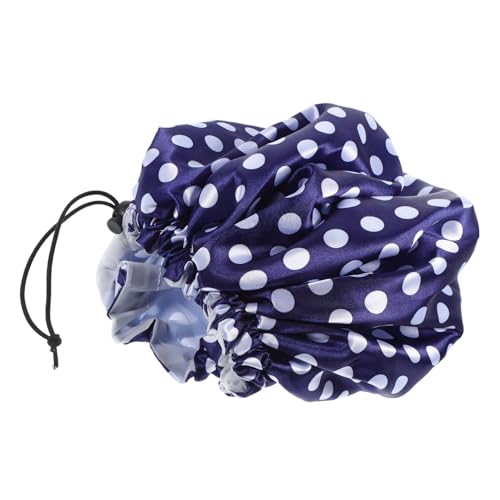 DEARMAMY wasserdichte duschhaube Wasserkappe Abdeckung Stoff undurchlässig Duschhüte schwimmende haarkappe frauen Badekappe für langes Haar Haar-Spa-Kappe Frauen Badehut Eva Blau von DEARMAMY