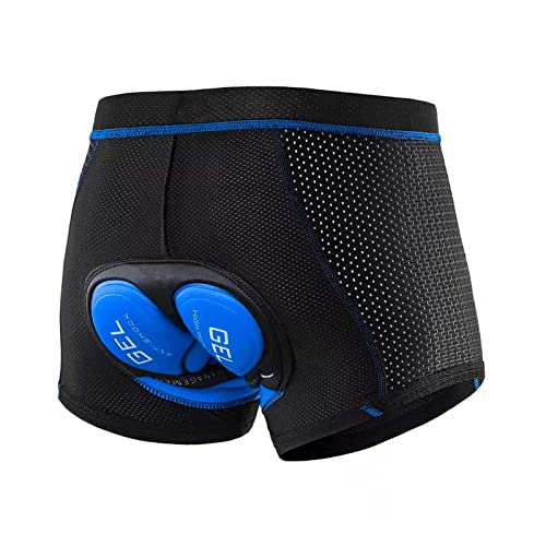 DEATPOYE Fahrradunterhose Herren, Radunterhose Herren Gepolstert, Radlerhose mit Sitzpolster, Fahrradhose Radsportshorts Atmungsaktive Schnelltrocknende Elastische,Schwarz und blau(XL) von DEATPOYE
