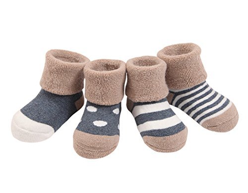 DEBAIJIA 4 Paare Baby Mädchen Socken Lieblich Herbst Winter Weich Baumwolle Bunt 1-3 Jahre - Marineblau von DEBAIJIA