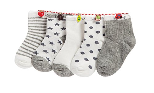 Baby Kinder Socken 5 in 1 Set Jugendliche Stricksocke Verdickender Herbst und Winter Jungen Mädchen Baumwolle Bunt Elastisch Weich- Gr.S (0-12 Monate), Grau von DEBAIJIA