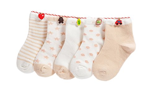 Baby Kinder Socken 5 in 1 Set Jugendliche Stricksocke Verdickender Herbst und Winter Jungen Mädchen Baumwolle Bunt Elastisch Weich- Gr.S (0-12 Monate), Khaki von DEBAIJIA