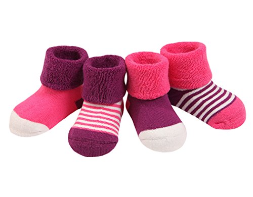 DEBAIJIA 4 Paare Baby Mädchen Socken Lieblich Herbst Winter Weich Baumwolle Bunt 0-6 Monate - Lila von DEBAIJIA