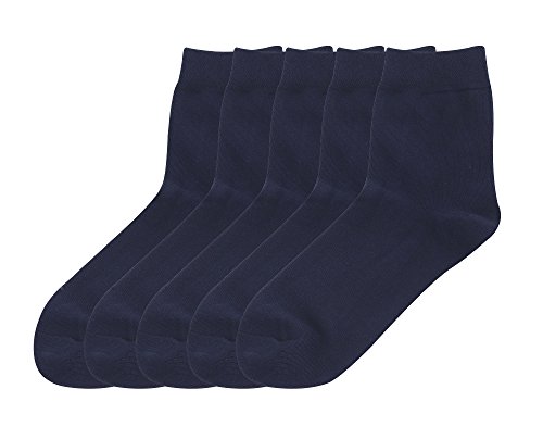 DEBAIJIA 5 Paar Herren Business Socken Set, Baumwolle Crew Socken Atmungsaktiv Bequem, Anzug-Socken für Ganzjahr EU 40-45 (Marineblau) von DEBAIJIA