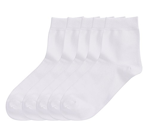DEBAIJIA 5 Paar Herren Business Socken Set, Baumwolle Crew Socken Atmungsaktiv Bequem, Anzug-Socken für Ganzjahr EU 40-45 (Weiß) von DEBAIJIA