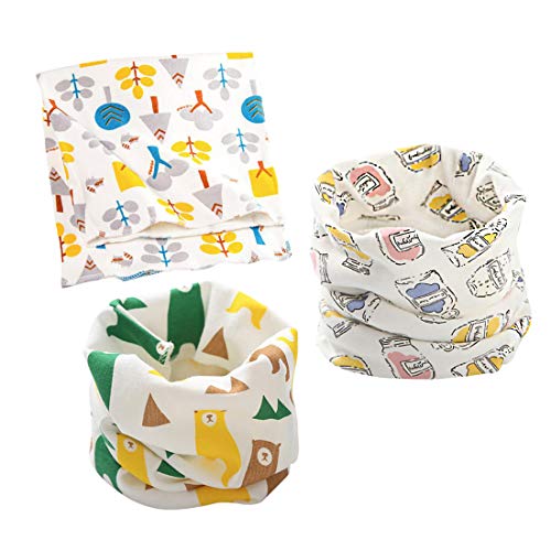 DEBAIJIA Baby Halstücher Schals Kinder Säuglinge Baumwolle Ultraleichte Wärmer Bequem Schön Cotton Gedruckt Tube Schlauchschal Loop O-Ring Kragen Jungen Mädchen 0-8Jahre/3 Stück (40 * 20cm) von DEBAIJIA