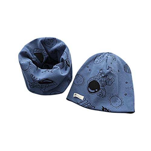 DEBAIJIA Baby Hüte Beanie Schal Set 0-6T Baumwolle Kleinkind Kopfbedeckung Halstuch Warm Mädchen Junge Kinder Schlupfmütze1 Set-Marineblau-11-L von DEBAIJIA