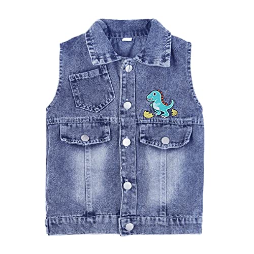 DEBAIJIA Baby Jeansjacke Weste Jungen Kinder Jeansweste Mädchen Ärmelloser Mantel Kleidung Herbst Frühling Beiläufige (03-Blau-100) von DEBAIJIA