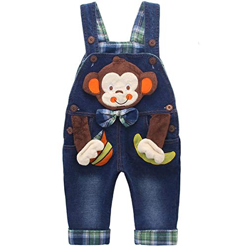 DEBAIJIA Baby Jungen Mädchen Denim Latzhose Kleinkind Hosenträger Jeans Overall AFFE mit Banane - 73 von DEBAIJIA