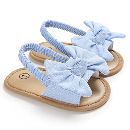 DEBAIJIA Baby Jungen Mädchen Sandalen Premium Weiche Säugling Kleinkind Erste Walker Sommer Outdoor Schuh Hellblau（Etikettengröße-19） von DEBAIJIA