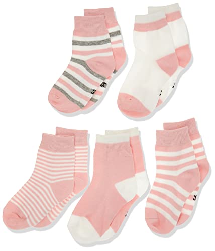 DEBAIJIA Baby Kinder Socken 5 in 1 Set Jugendliche Stricksocke Jungen Mädchen Baumwolle Bunt Elastisch Weich Hellrosa- S von DEBAIJIA