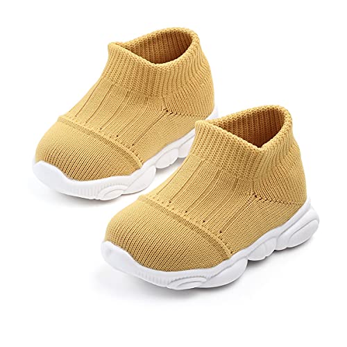 DEBAIJIA Baby Lauflernschuhe 3-18M Kleinkindschuhe Kinder Jungen Turnschuhe Mädchen Kinderschuhe Leichtes Atmungsaktives rutschfeste 17 EU Gelb von DEBAIJIA