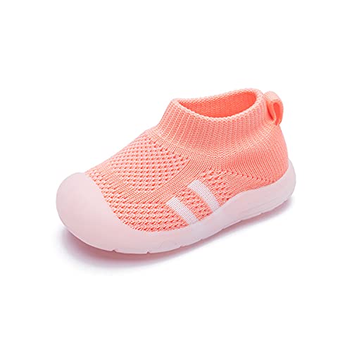 DEBAIJIA Baby Lauflernschuhe 3-18M Kleinkindschuhe Kinder rutschfeste Jungen Turnschuhe Mädchen Kinderschuhe Leichtes Atmungsaktives 17 EU Rosa (Etikettengröße 17) von DEBAIJIA