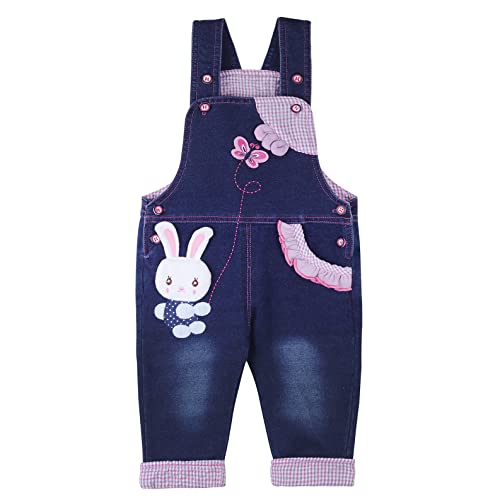 DEBAIJIA Baby Mädchen Denim Overall Jeans Hose mit Hosenträger Kinder Baumwolle Latzhose Kaninchen Butterfly - 90 von DEBAIJIA