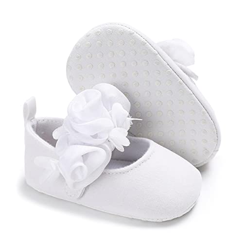 DEBAIJIA Baby Mädchen Prinzessin Schuhe 6-18 Monate Kleinkind Schöne Frühling Blume Weiche Sohle rutschfeste Baumwolle Mode Weiß 18 EU von DEBAIJIA
