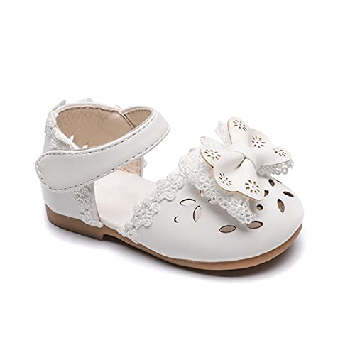 DEBAIJIA Baby Mädchen Prinzessin Schuhe Schleife Gummisohle rutschfeste Leder für 1-3 Jahre Kleinkind Lässig Mode Geeignet 17.5 EU Weiß(Etikettengröße 15) von DEBAIJIA