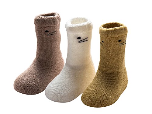 DEBAIJIA Baby Tube Socken Dicke Warm Neugeborene Baumwolle Söckchen Set 3er Pack Katze Motiv für Jungen - XS(0-6 Monate) von DEBAIJIA