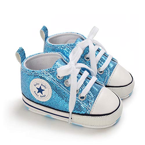 DEBAIJIA Babyschuhe Kleinkind Lauflernschuhe 0-6M Kinder Schuhe Jungen Turnschuhe Mädchen Leichtes Weiche Sohle 17 EU Blau (Etikettengröße 1) von DEBAIJIA