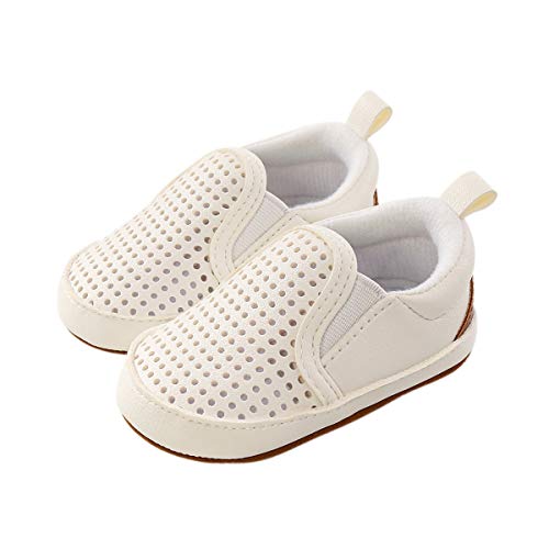 DEBAIJIA Babyschuhe Kleinkind Lauflernschuhe 0-6M Kinder Schuhe Jungen Turnschuhe Mädchen Leichtes Weiche Sohle 17 EU Weiß (0-6) von DEBAIJIA