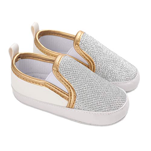 DEBAIJIA Babyschuhe Kleinkind Lauflernschuhe 12-18M Kinder Schuhe Jungen Turnschuhe Mädchen Leichtes Weiche Sohle 20 EU Silber (Etikettengröße 3) von DEBAIJIA