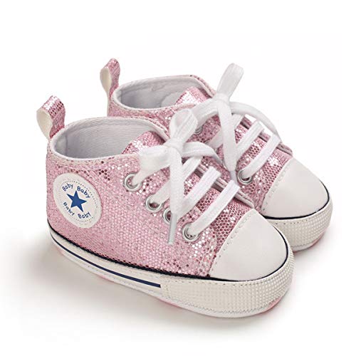 DEBAIJIA Babyschuhe Kleinkind Lauflernschuhe 6-12M Kinder Schuhe Jungen Turnschuhe Mädchen Leichtes Weiche Sohle 18 EU Pink (Etikettengröße 2) von DEBAIJIA